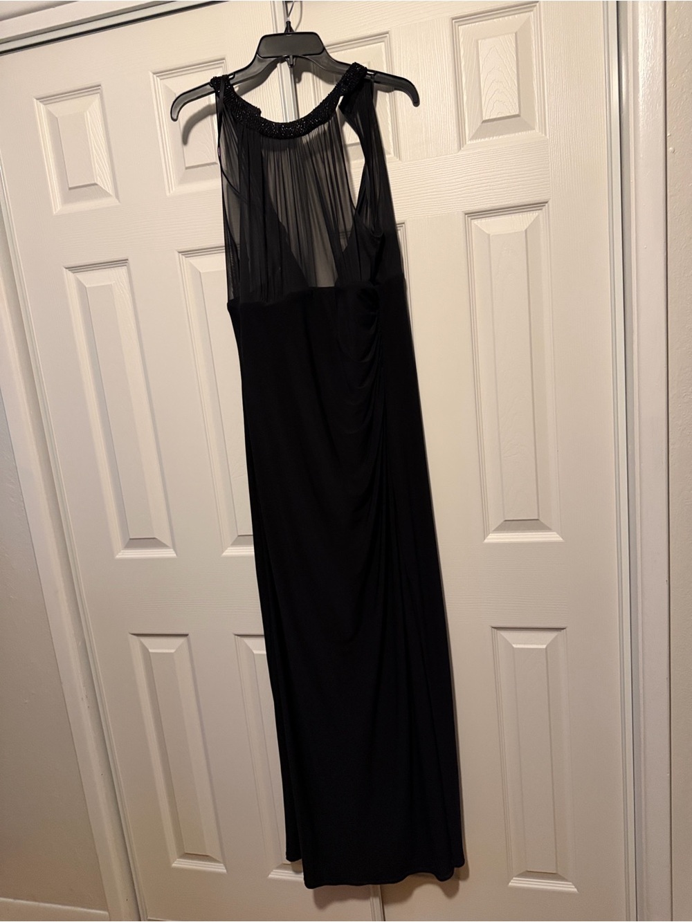 Ralph Lauren Black Maxi Dress with Sheer Beaded Yoke